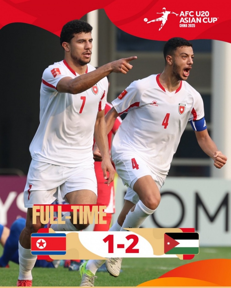 U20亞洲杯B組：朝鮮1-2不敵約旦，兩輪1分暫列B組末尾