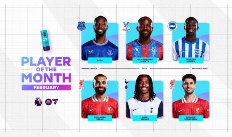  英超2月最佳候選：貝托、馬特塔、明特、薩拉赫、斯賓塞、索博