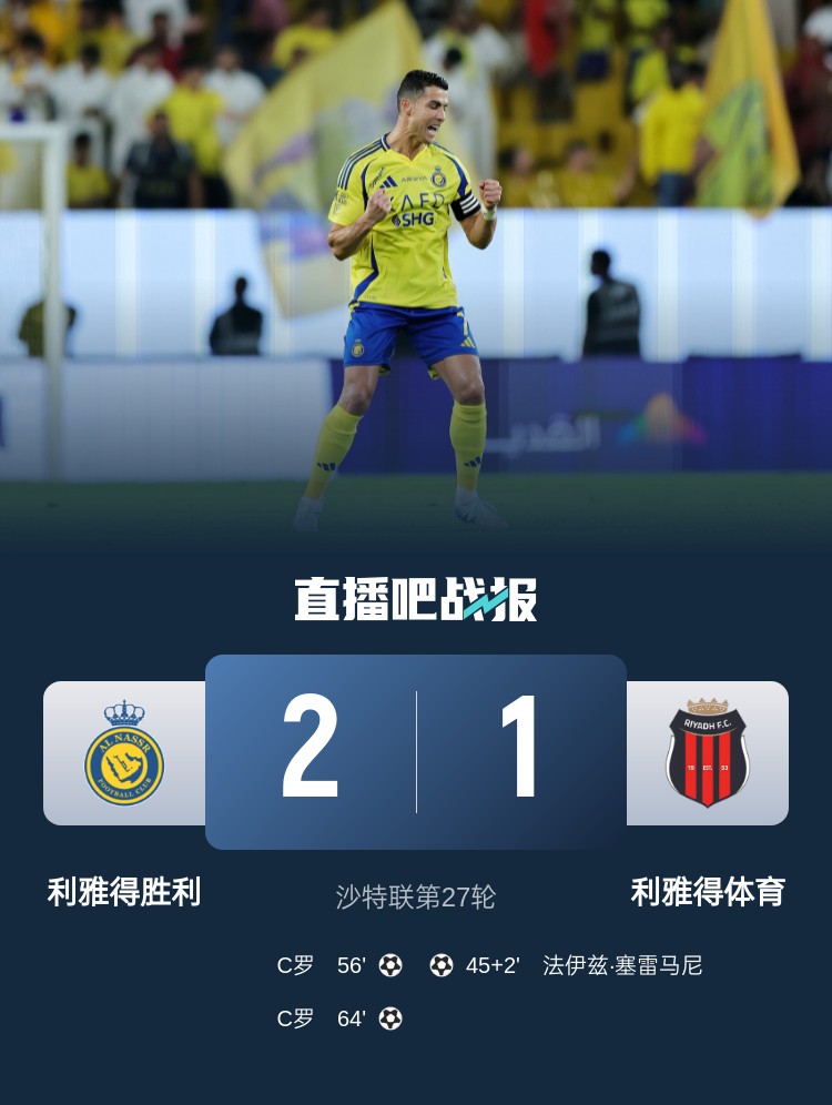  利雅得勝利達成沙特職業(yè)聯(lián)賽900球里程碑，僅少于新月